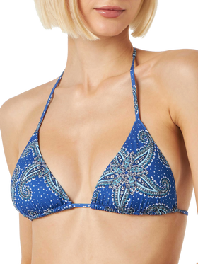 Damen-Triangel-Top mit Paisley-Stern-Print