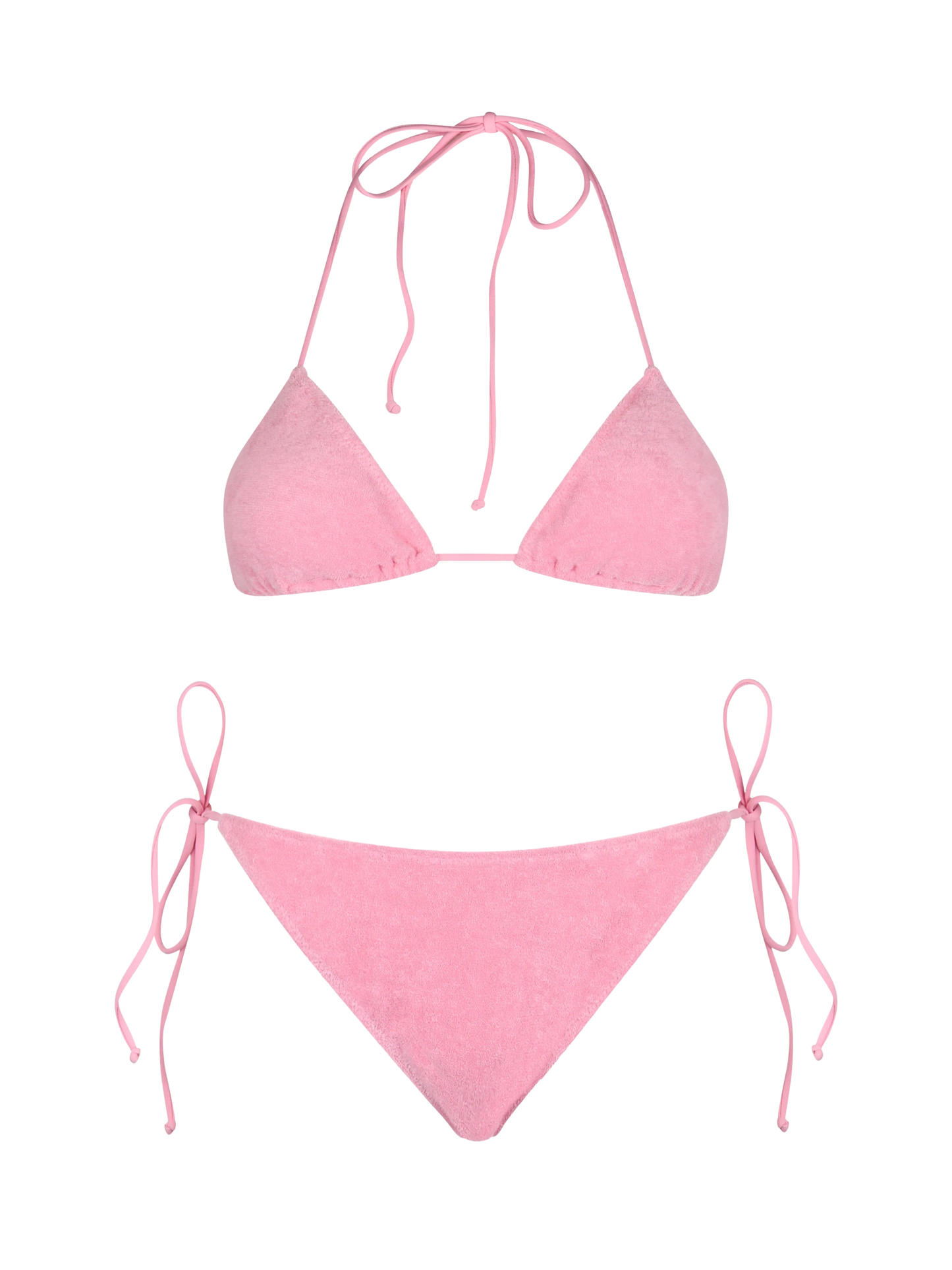 Rosa Frottee-Triangel-Bikini für Damen Leah Virgo