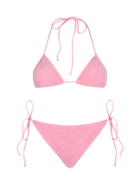 Rosa Frottee-Triangel-Bikini für Damen Leah Virgo
