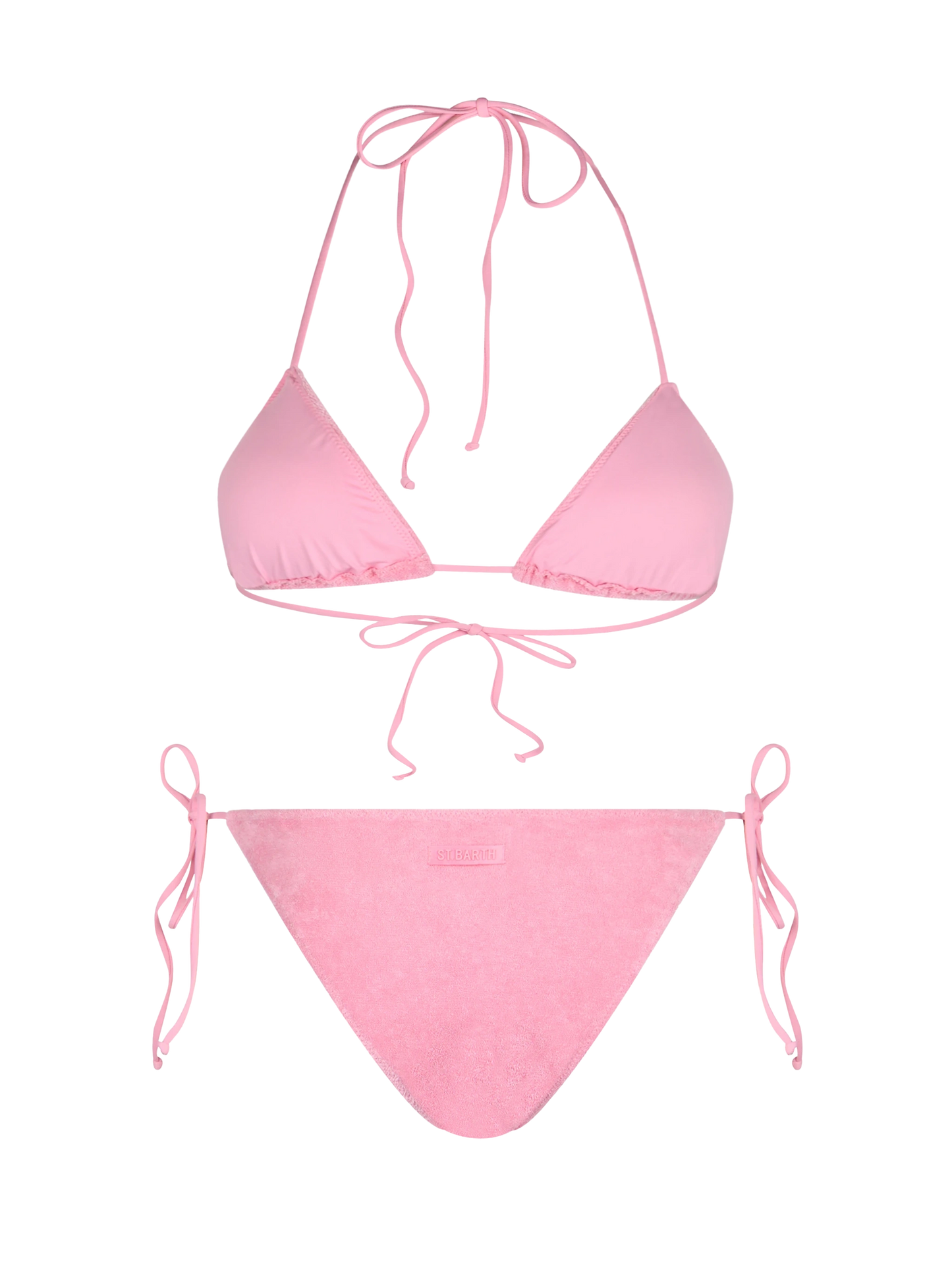 Rosa Frottee-Triangel-Bikini für Damen Leah Virgo