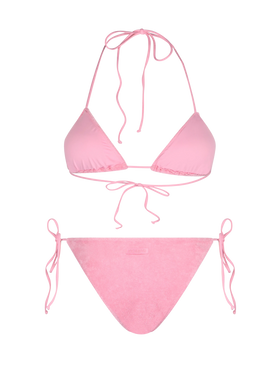 Rosa Frottee-Triangel-Bikini für Damen Leah Virgo