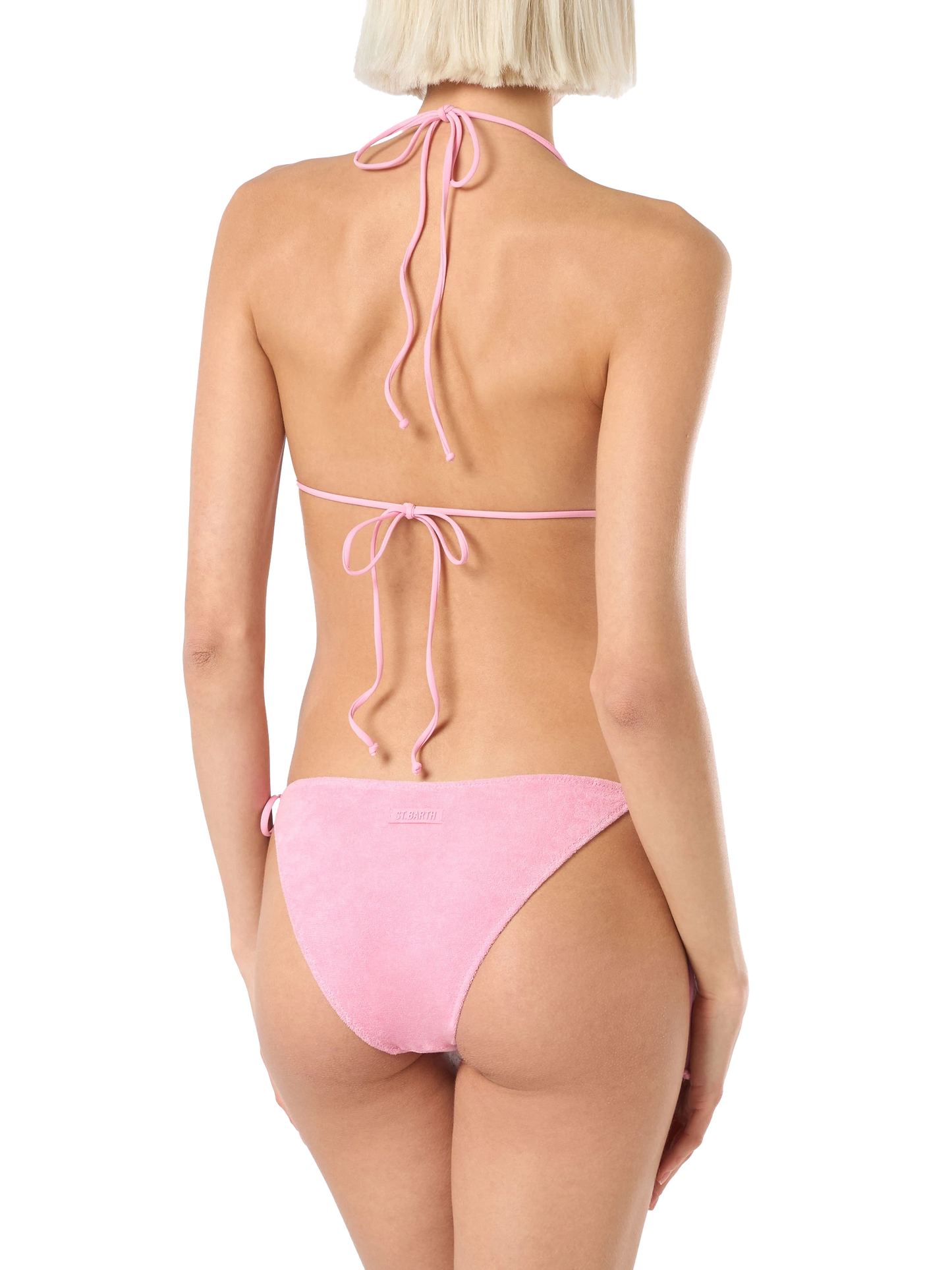Rosa Frottee-Triangel-Bikini für Damen Leah Virgo