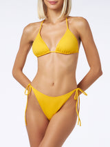 Woman yellow triangle bikini