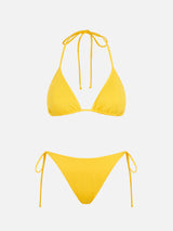 Woman yellow triangle bikini