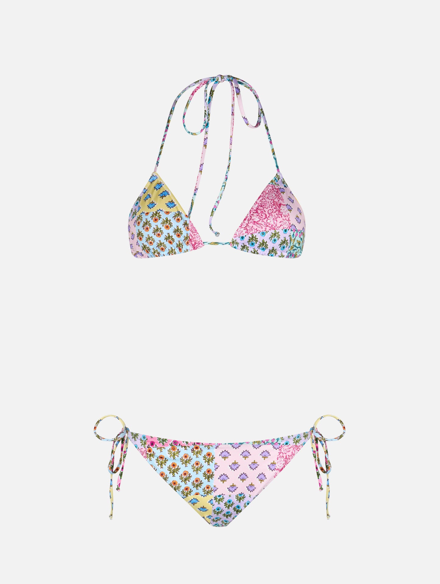 Bikini de triángulo Leah Virgo para mujer con parche floral radical 
