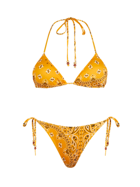 Woman triangle bikini with bandanna print