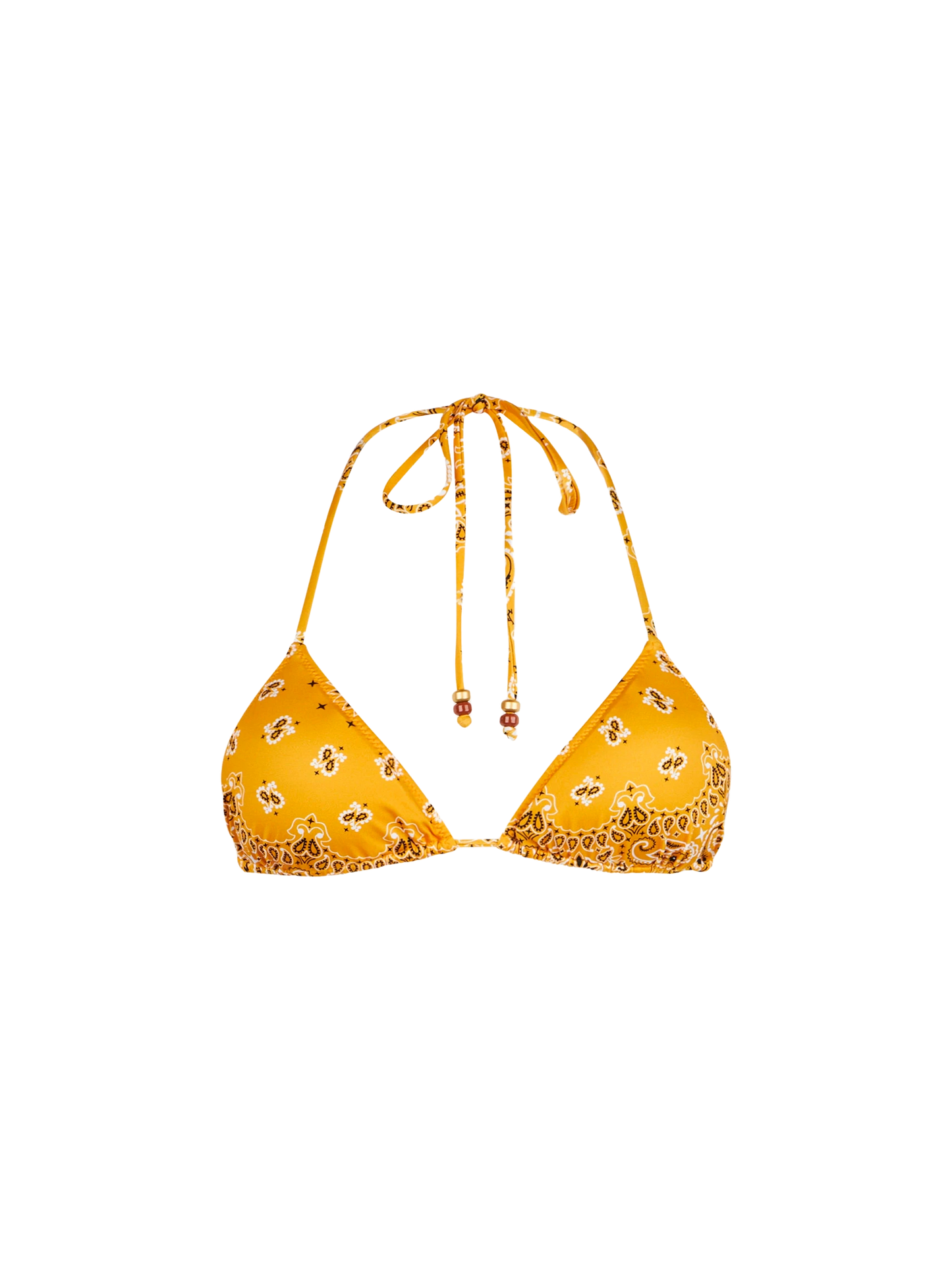 Woman triangle top swimsuit with bandanna print