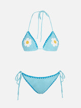 Bikini all'uncinetto con patch margherita