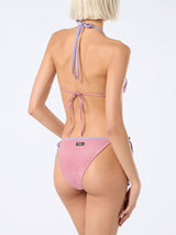 Bikini da donna a triangolo rosa Leah Marielle in lurex con bordino