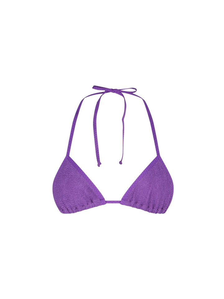 Woman purple crinkle triangle top swimsuit