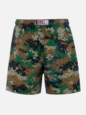 Man lightweight fabric swim-shorts Lighting with camouflage print - MC2 Saint Barth