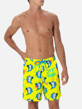 Man lightweight fabric swim-shorts Lighting with Cryptopuppets print | CRYPTOPUPPETS SPECIAL EDITION