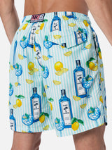 Man lightweight fabric swim-shorts Lighting with gin tonic print