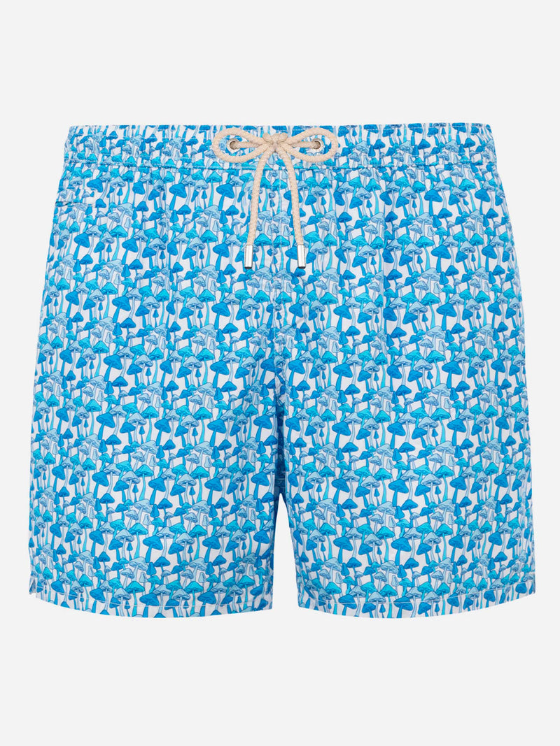 Herren-Badeshorts aus leichtem Stoff mit Pilz-Print