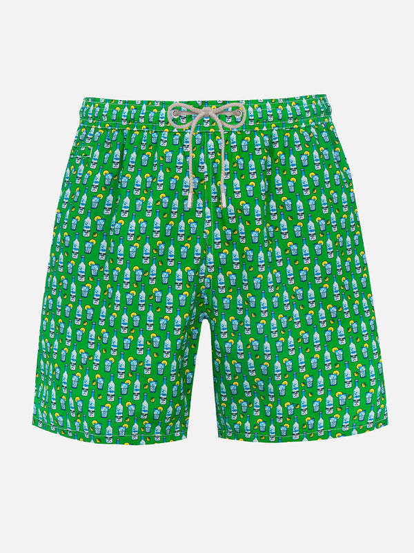 Man lightweight fabric swim-shorts Lighting Micro Fantasy with tequila print