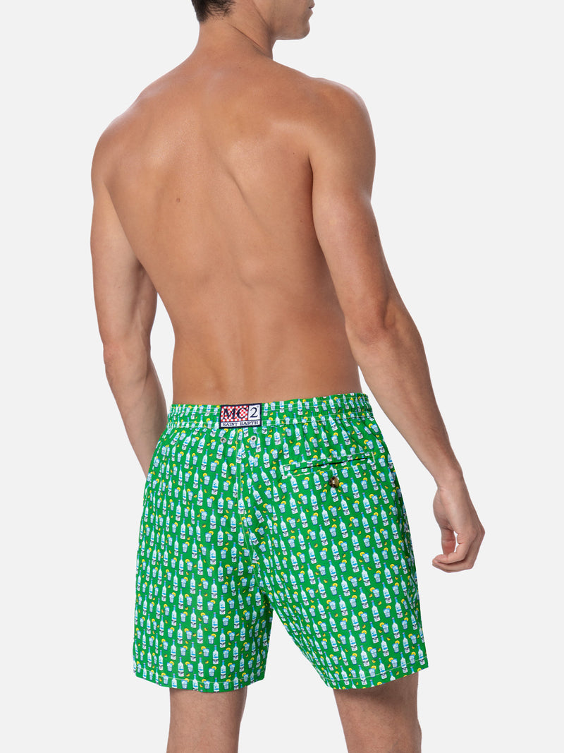 Man lightweight fabric swim-shorts Lighting Micro Fantasy with tequila print