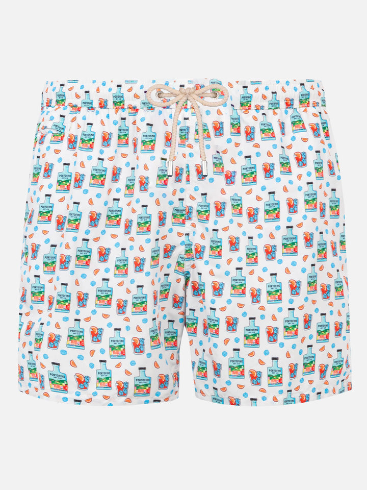 Herren-Badeshorts aus leichtem Stoff mit Portofino-Gin-Print | PORTOFINO DRY GIN SONDEREDITION