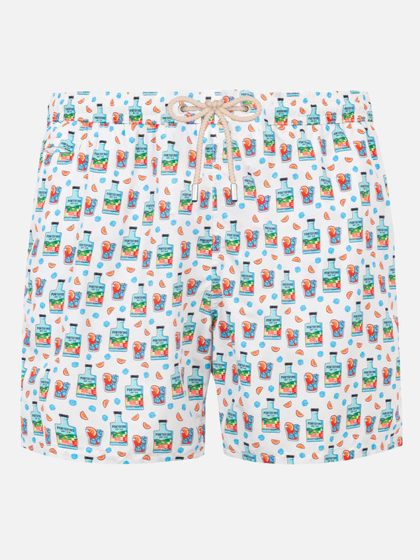 Man light fabric swim shorts with Portofino gin print | PORTOFINO DRY GIN SPECIAL EDITION