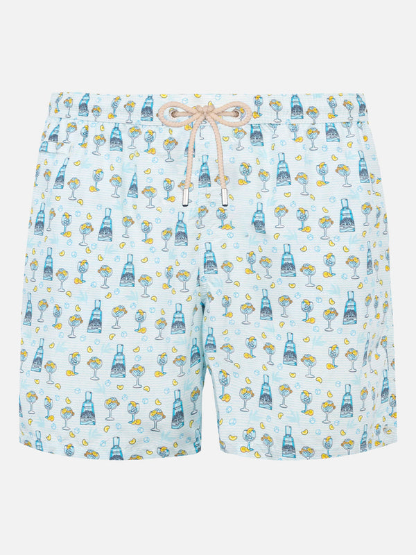 Man light fabric swim shorts with gin print | GIN MARE SPECIAL EDITION