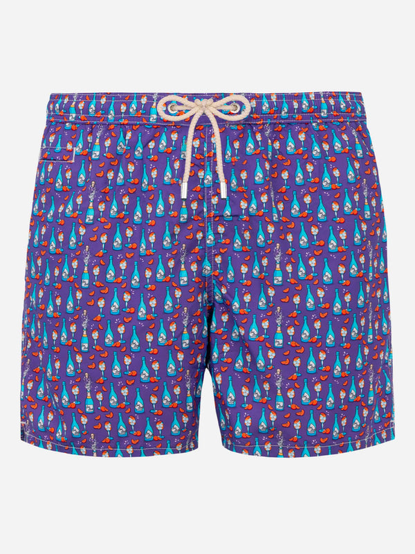 Man light fabric swim shorts with Aperol Spritz print | APEROL SPECIAL EDITION