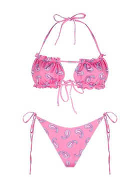 Woman bandeau bikini with paisley print