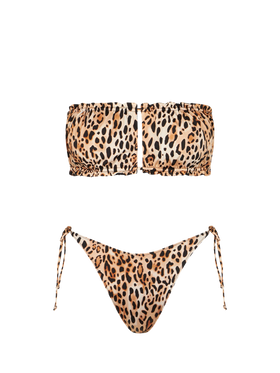 Bikini da donna a fascia con stampa leopardata