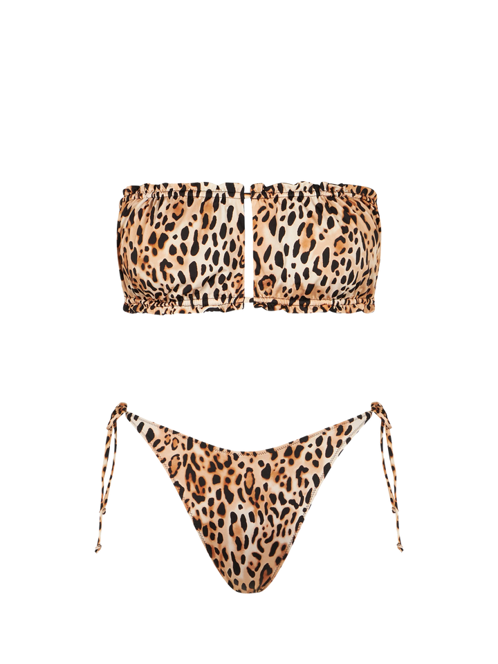 Bikini da donna a fascia con stampa leopardata