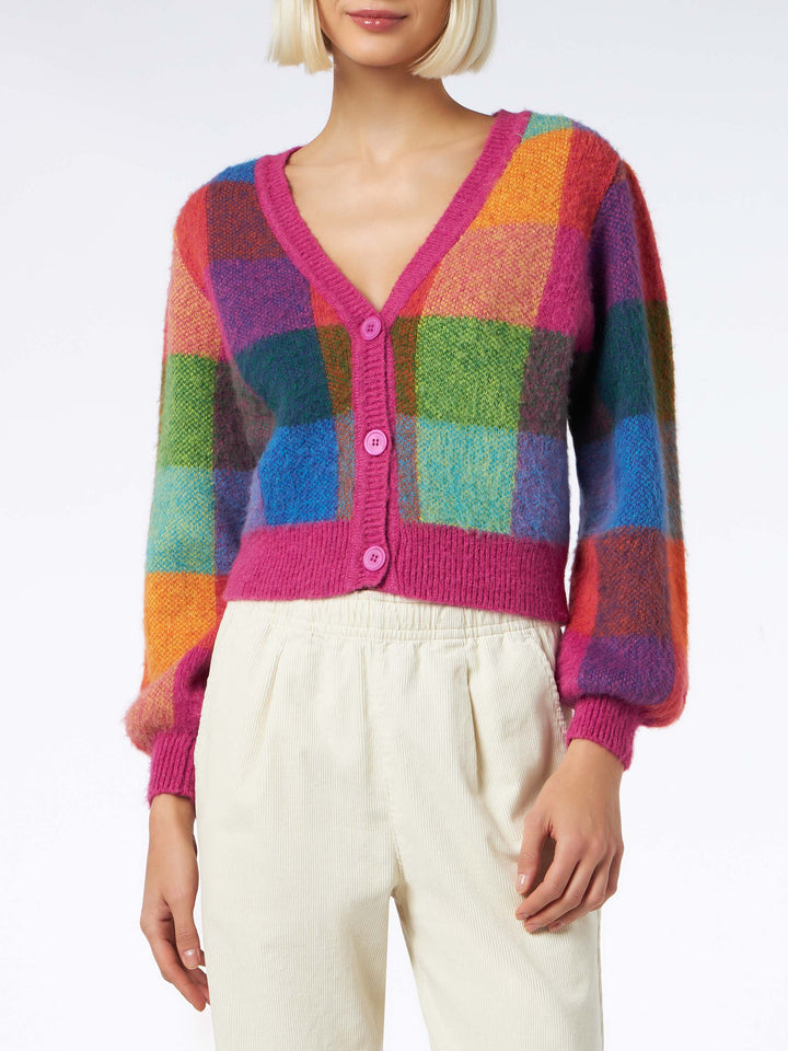 Woman brushed cropped cardigan with puff sleeves - MC2 Saint Barth