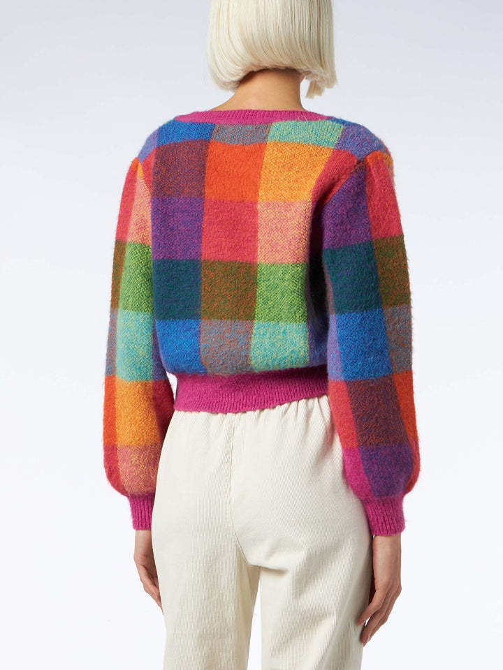 Woman brushed cropped cardigan with puff sleeves - MC2 Saint Barth