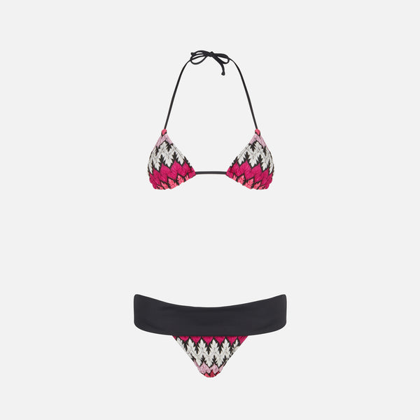 Bikini da donna a triangolo in maglia chevron