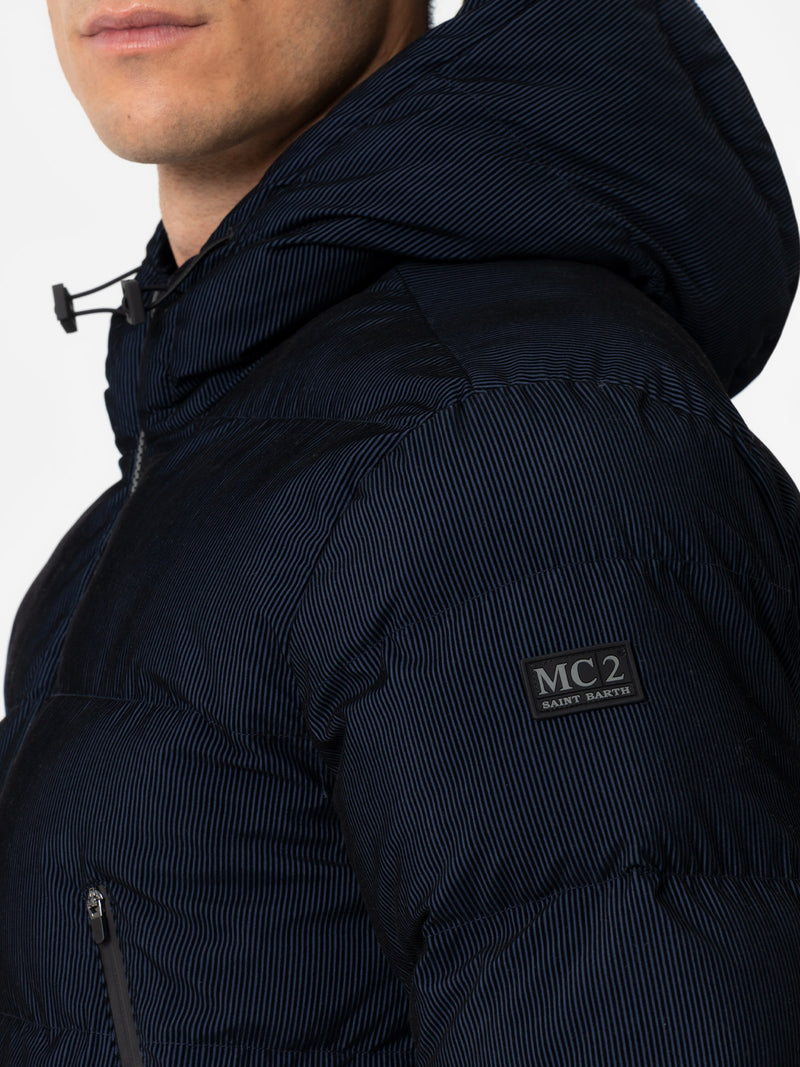 Marineblaue Pufferjacke in Cord-Optik mit Kapuze für Herren von Maier