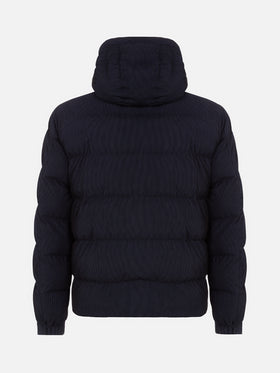Piumino da uomo blu navy con cappuccio in velluto a coste Maier