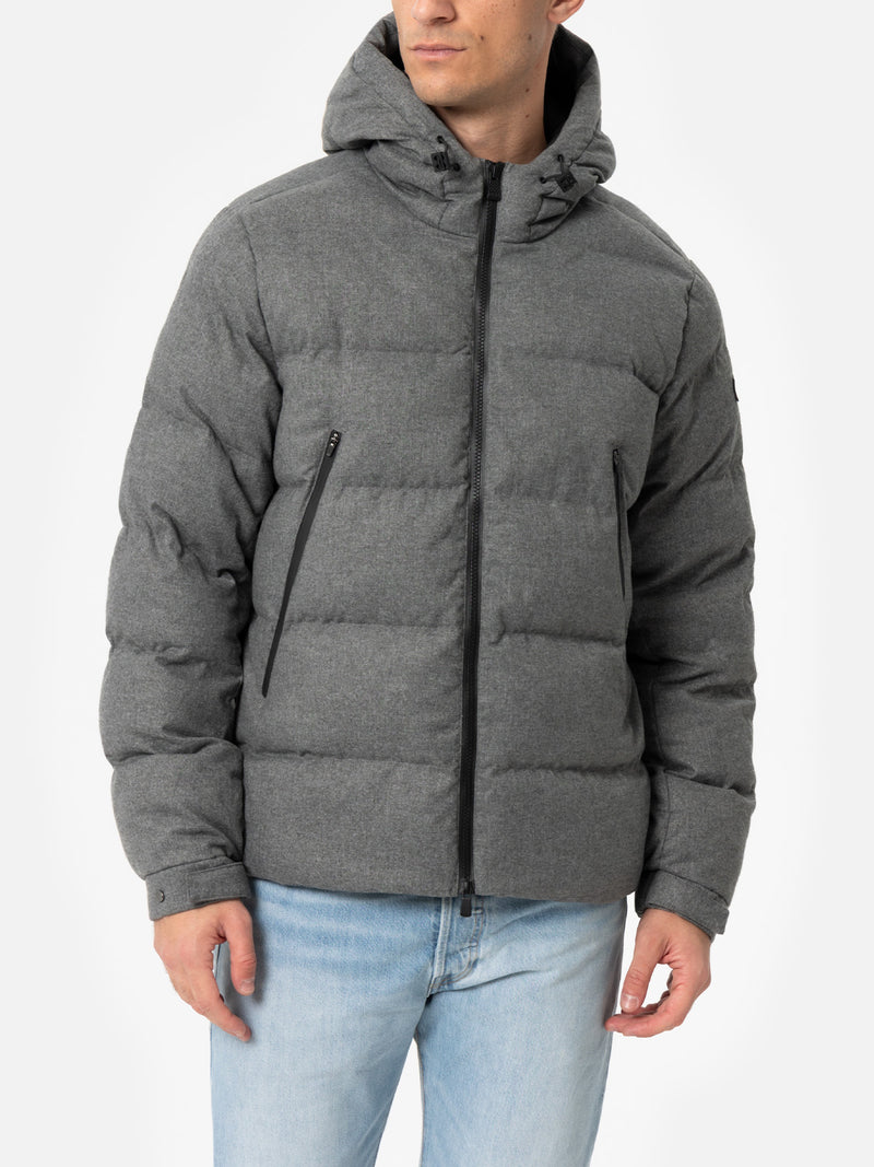 Steppjacke aus graumeliertem Flanell mit Kapuze für Herren von Maier