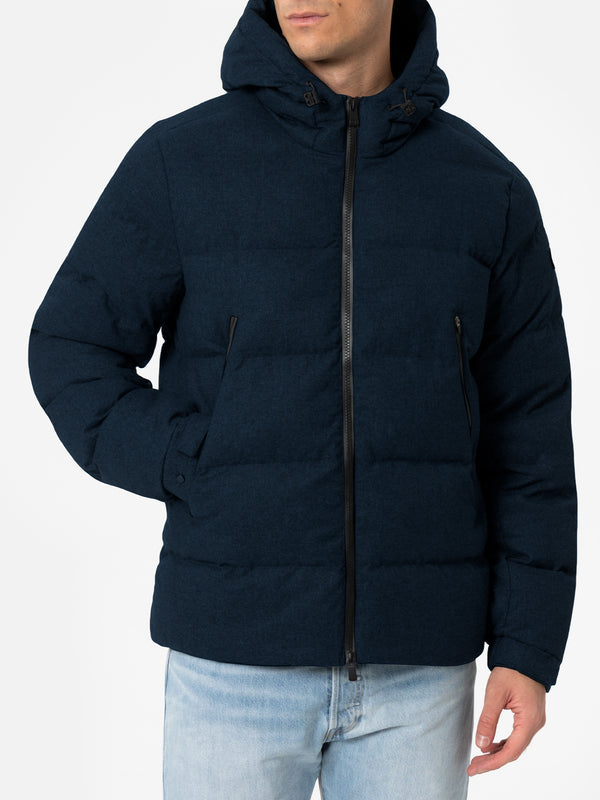 Marineblaue Steppjacke aus Flanell mit Kapuze für Herren von Maier