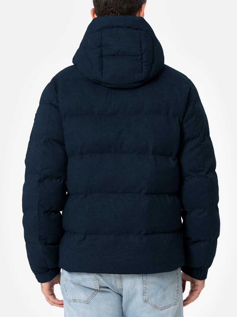 Marineblaue Steppjacke aus Flanell mit Kapuze für Herren von Maier