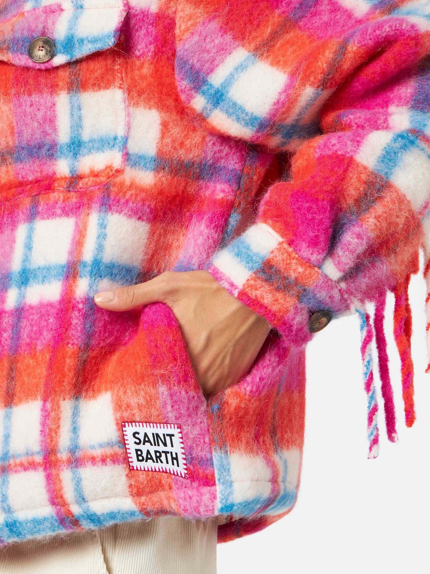 Woman overshirt jacket with fringes