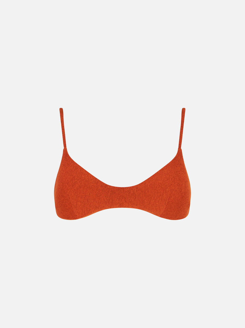 Bralette top in lurex arancione