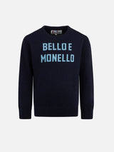 Maglia girocollo da bambino con stampa Bello e Monello