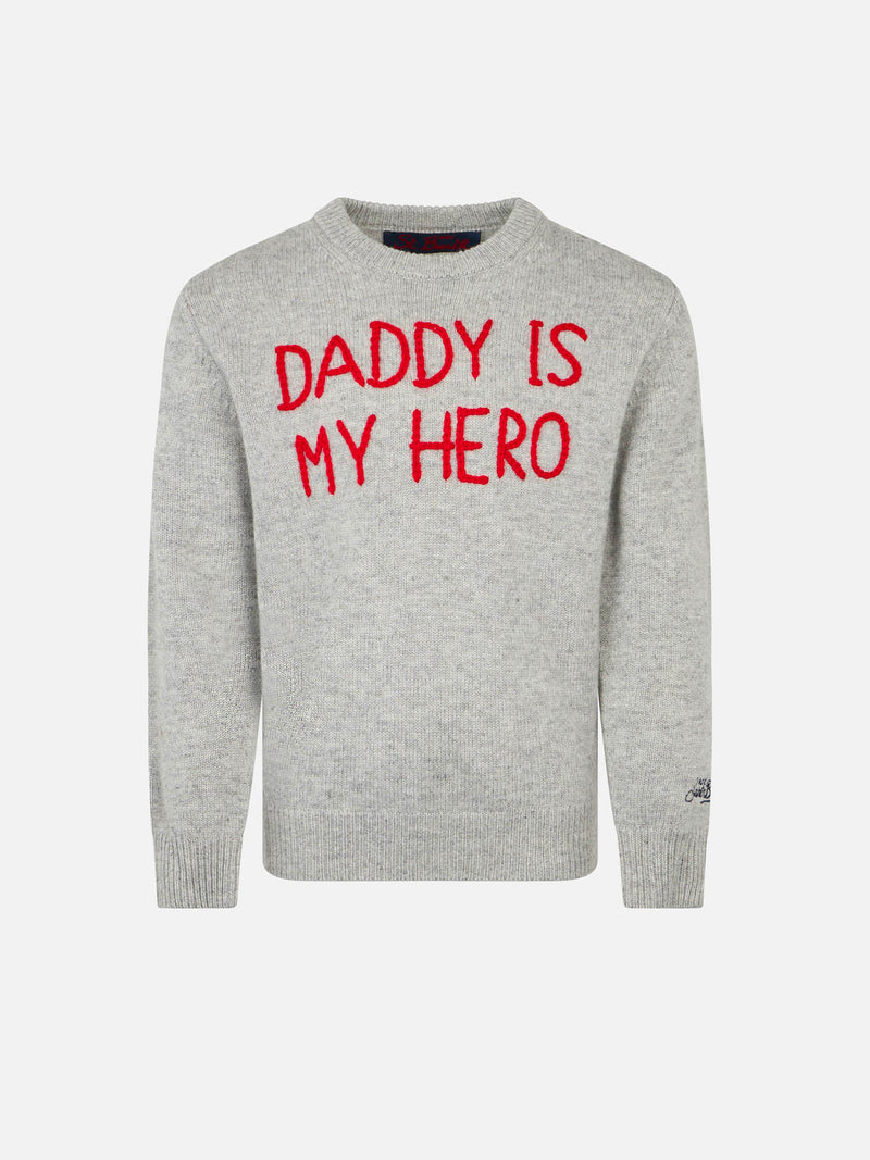 Kid sweater with Daddy is my hero embroidery