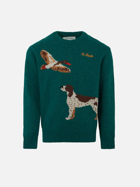 Donegal-Pullover mit Rundhalsausschnitt und Country-Dog-Jacquard für Jungen
