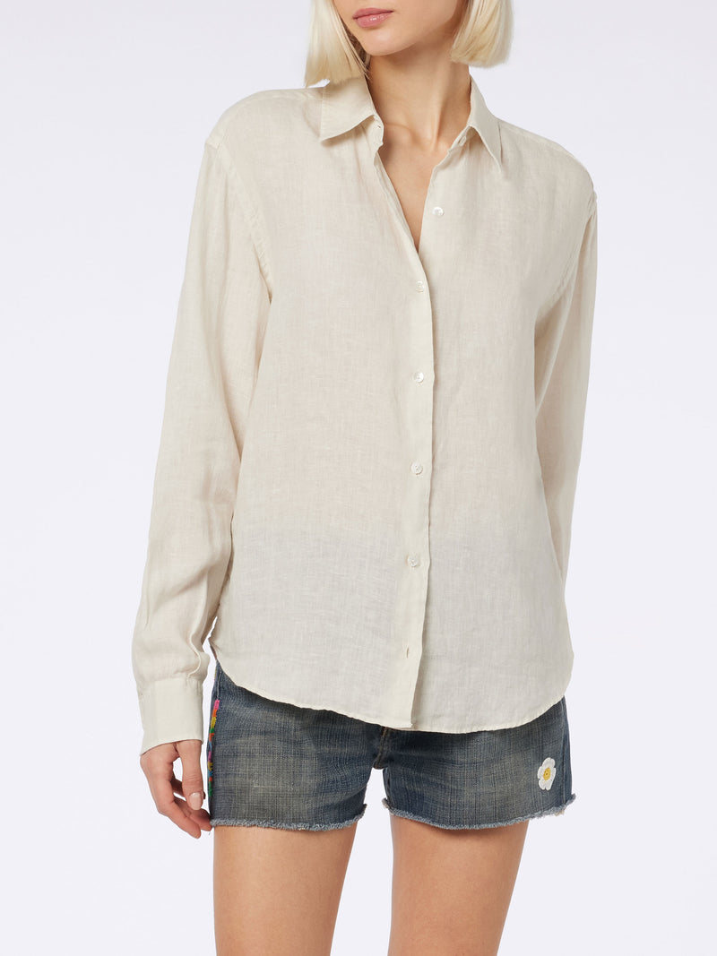 Woman off-white linen shirt Meredith