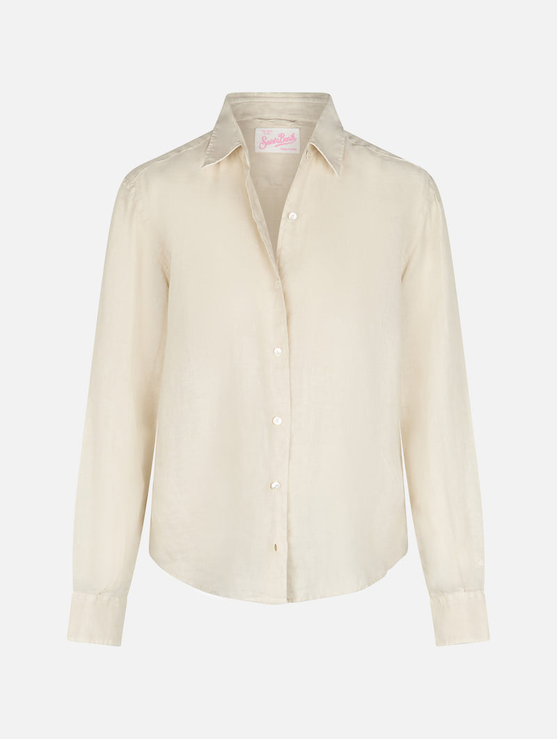 Camicia da donna in lino bianco sporco Meredith