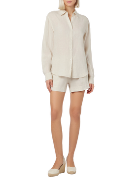 Woman off-white linen pull up shorts Meave