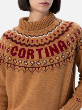 Woman cashmere blend sweater Meghan with nordic jacquard - MC2 Saint Barth