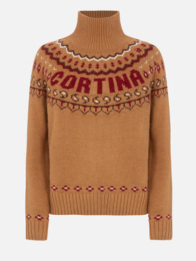 Woman cashmere blend sweater Meghan with nordic jacquard - MC2 Saint Barth