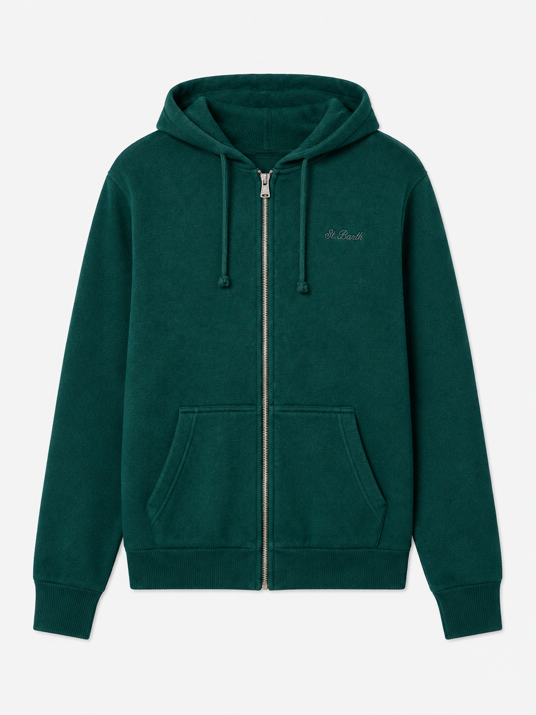 Mahony wool hooded sweater in green solid color