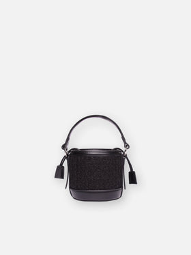 Bucket Bag Mia mit schwarzem Tweedstoff