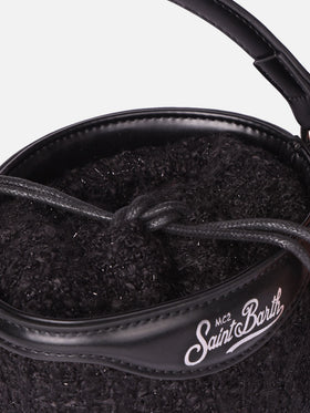 Bucket Bag Mia mit schwarzem Tweedstoff