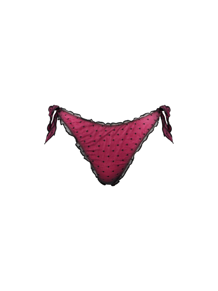 Shiny fucsia bikini with black polka dot tulle - MC2 Saint Barth