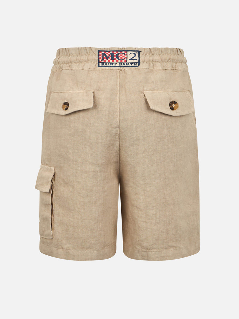 Bermuda da bambino in lino beige Marsiglia Jr